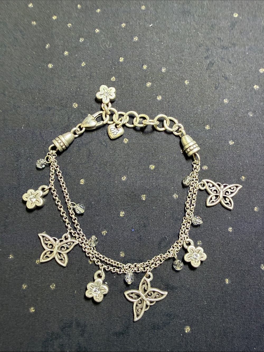 Brighton Silver Floral & Butterfly Charm Bracelet